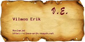 Vilmos Erik névjegykártya